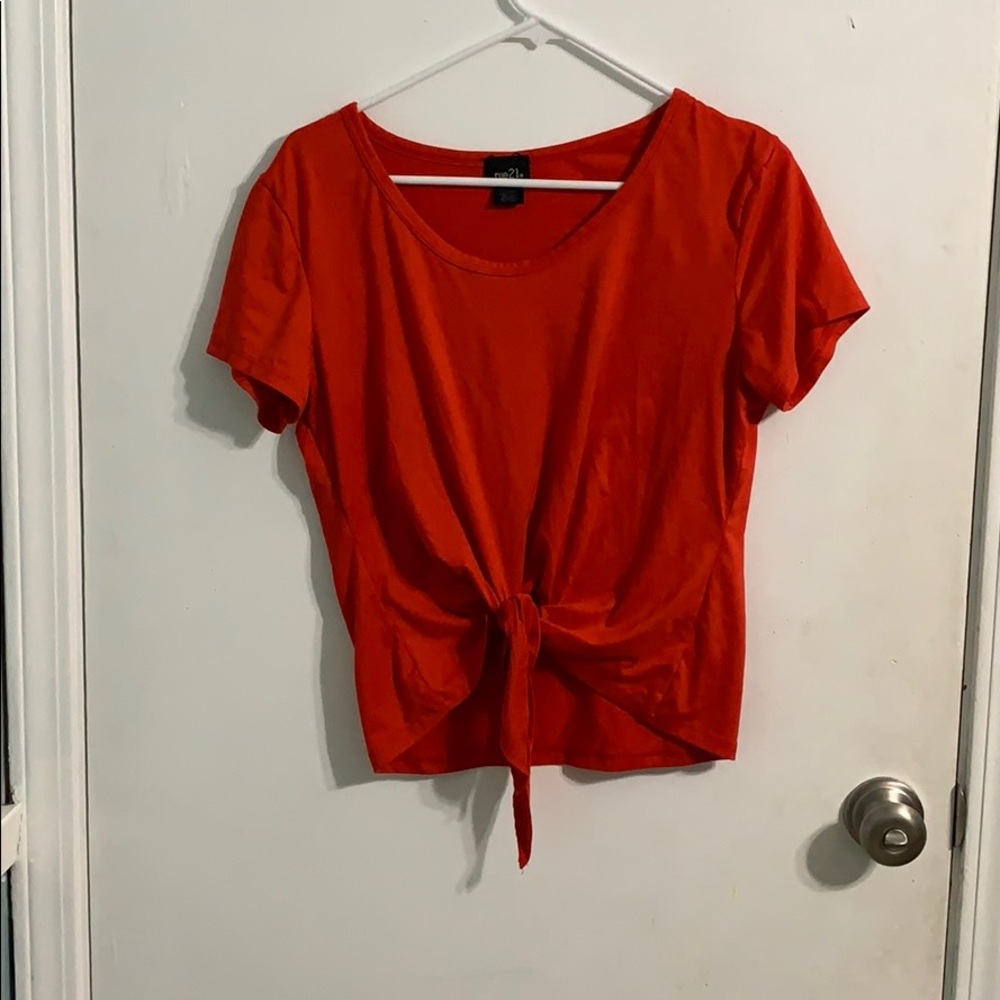 Cute red top with tie in front
